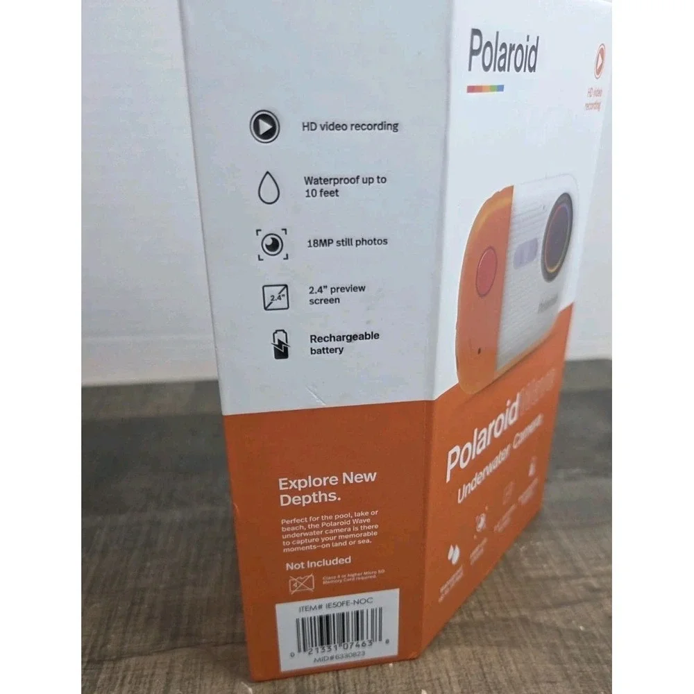 Polaroid Wave Underwater Camera Waterproof Action Cam Orange White Open Box